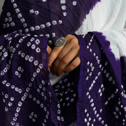 Purple - Kutch Bandhani Tie-Dye Cotton Dupatta 17