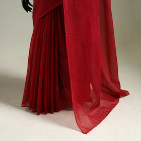 Red - Nazaakat Kota Doria Cotton Plain Saree with Blouse & Jewellery Set 155