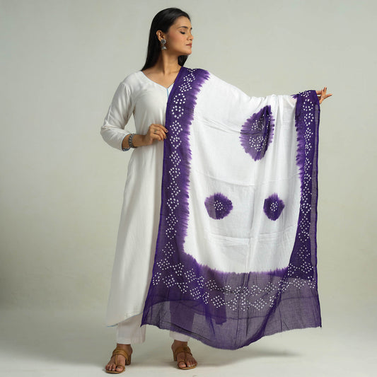 Purple - Kutch Bandhani Tie-Dye Cotton Dupatta 18