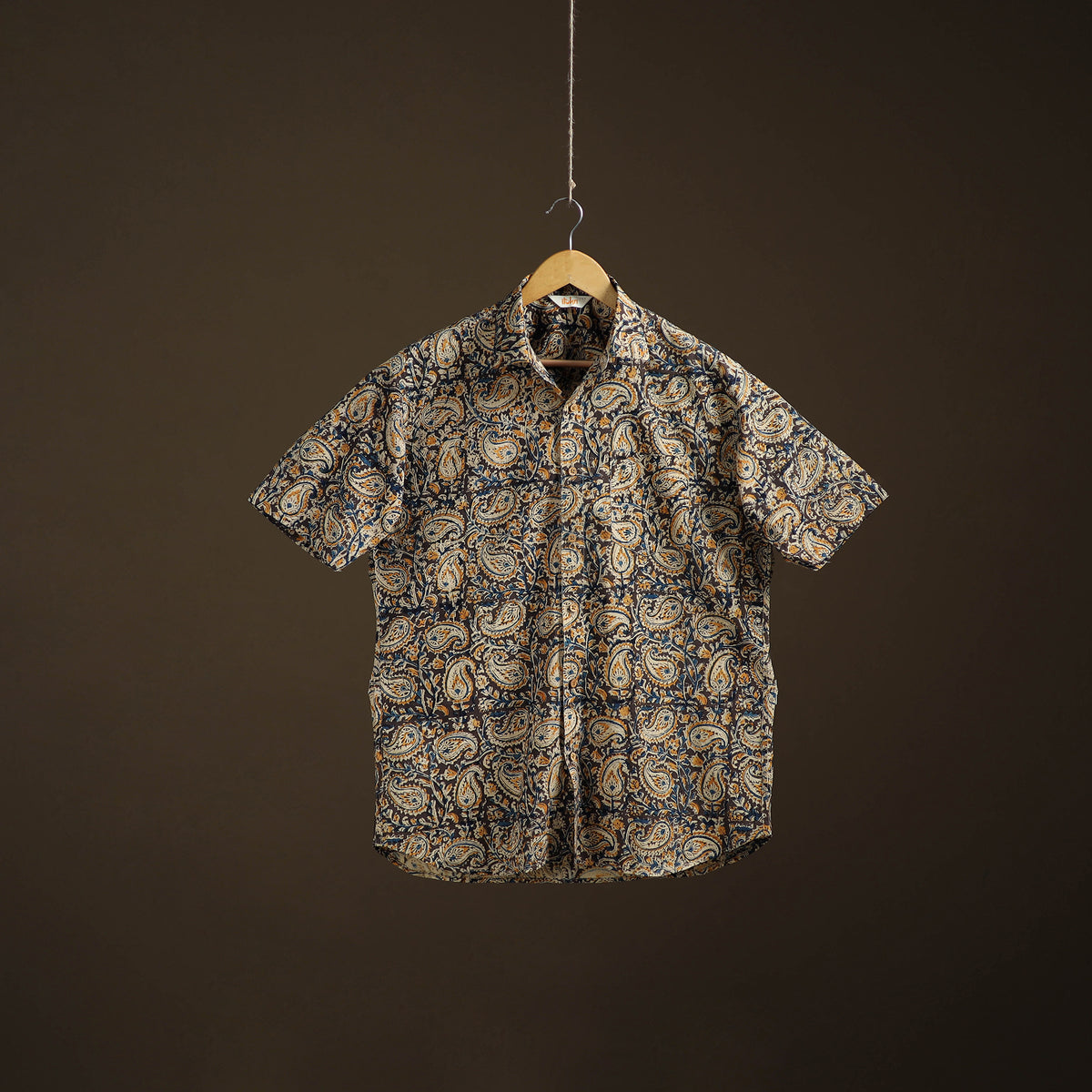 Men Half Sleeve Pedana Kalamkari Block Print Cotton Shirt 05