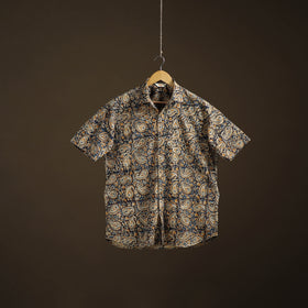Men Half Sleeve Pedana Kalamkari Block Print Cotton Shirt 05