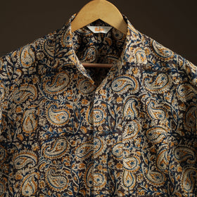 Men Half Sleeve Pedana Kalamkari Block Print Cotton Shirt 05