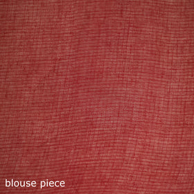 Red - Nazaakat Kota Doria Cotton Plain Saree with Blouse & Jewellery Set 155