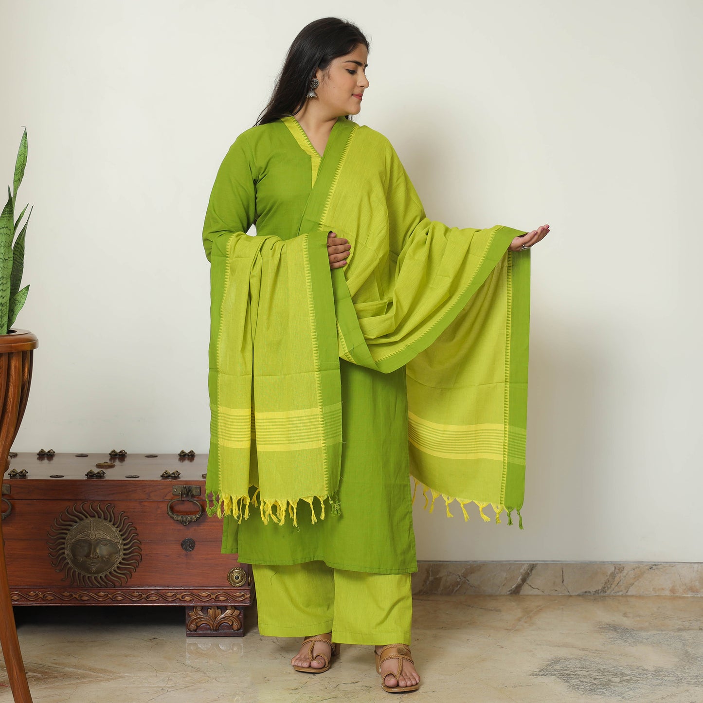 Dharwad Cotton Kurta with Palazzo & Dupatta Set 02