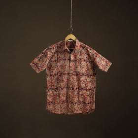 Men Half Sleeve Pedana Kalamkari Block Print Cotton Shirt 04