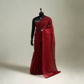 Red - Nazaakat Kota Doria Cotton Plain Saree with Blouse & Jewellery Set 156