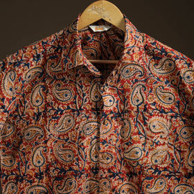 Men Half Sleeve Pedana Kalamkari Block Print Cotton Shirt 04