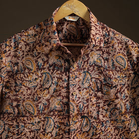 Men Half Sleeve Pedana Kalamkari Block Print Cotton Shirt 06