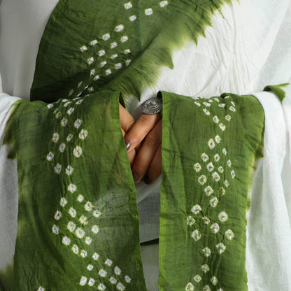 Green - Kutch Bandhani Tie-Dye Cotton Dupatta 20