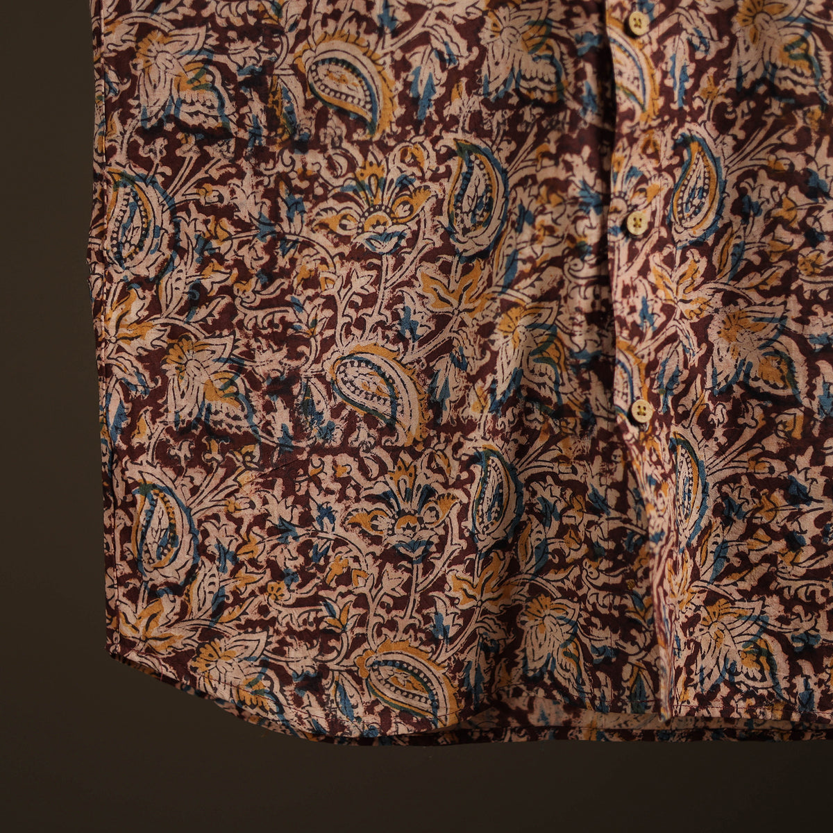 Men Half Sleeve Pedana Kalamkari Block Print Cotton Shirt 06