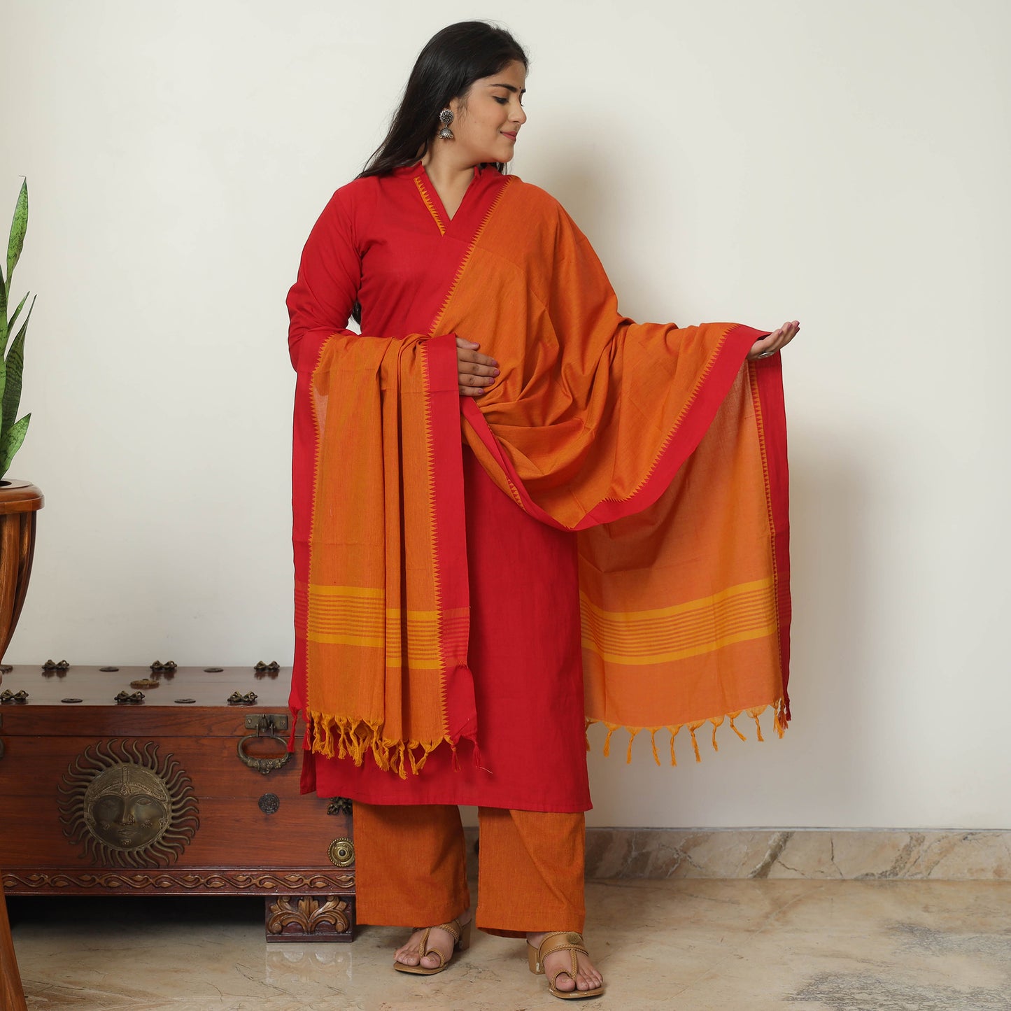 Dharwad Cotton Kurta with Palazzo & Dupatta Set 08