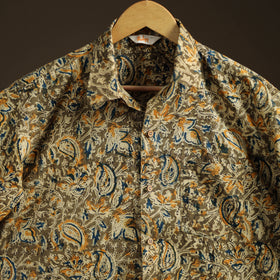 Men Half Sleeve Pedana Kalamkari Block Print Cotton Shirt 07