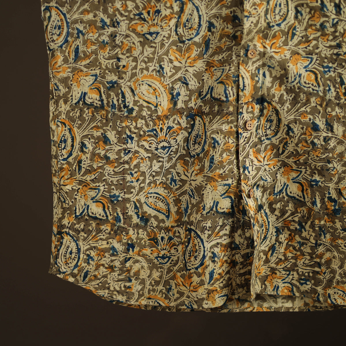 Men Half Sleeve Pedana Kalamkari Block Print Cotton Shirt 07