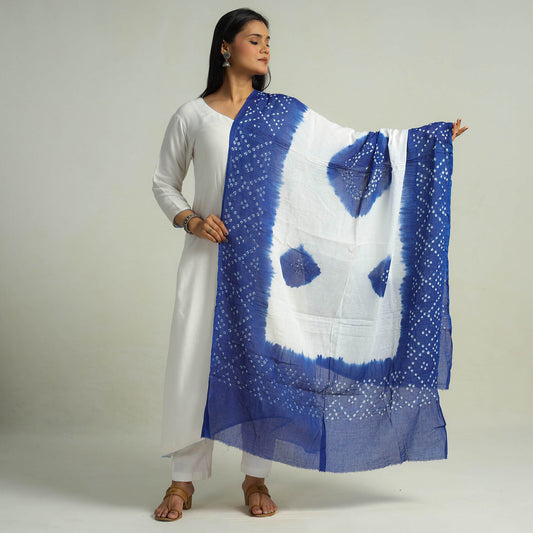 Blue - Kutch Bandhani Tie-Dye Cotton Dupatta 22