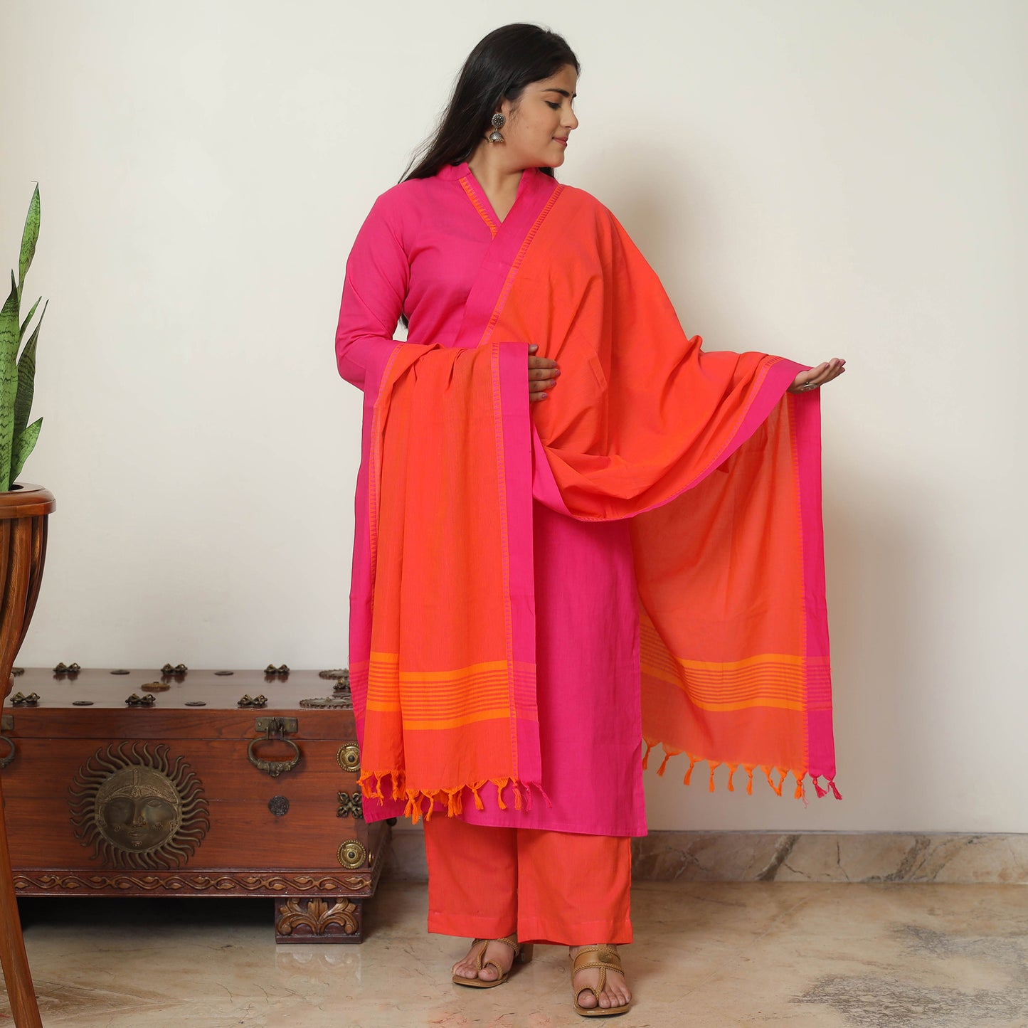 Dharwad Cotton Kurta with Palazzo & Dupatta Set 07