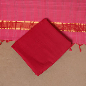 Pink - 3pc handloom cotton unstitched mangalagiri dress