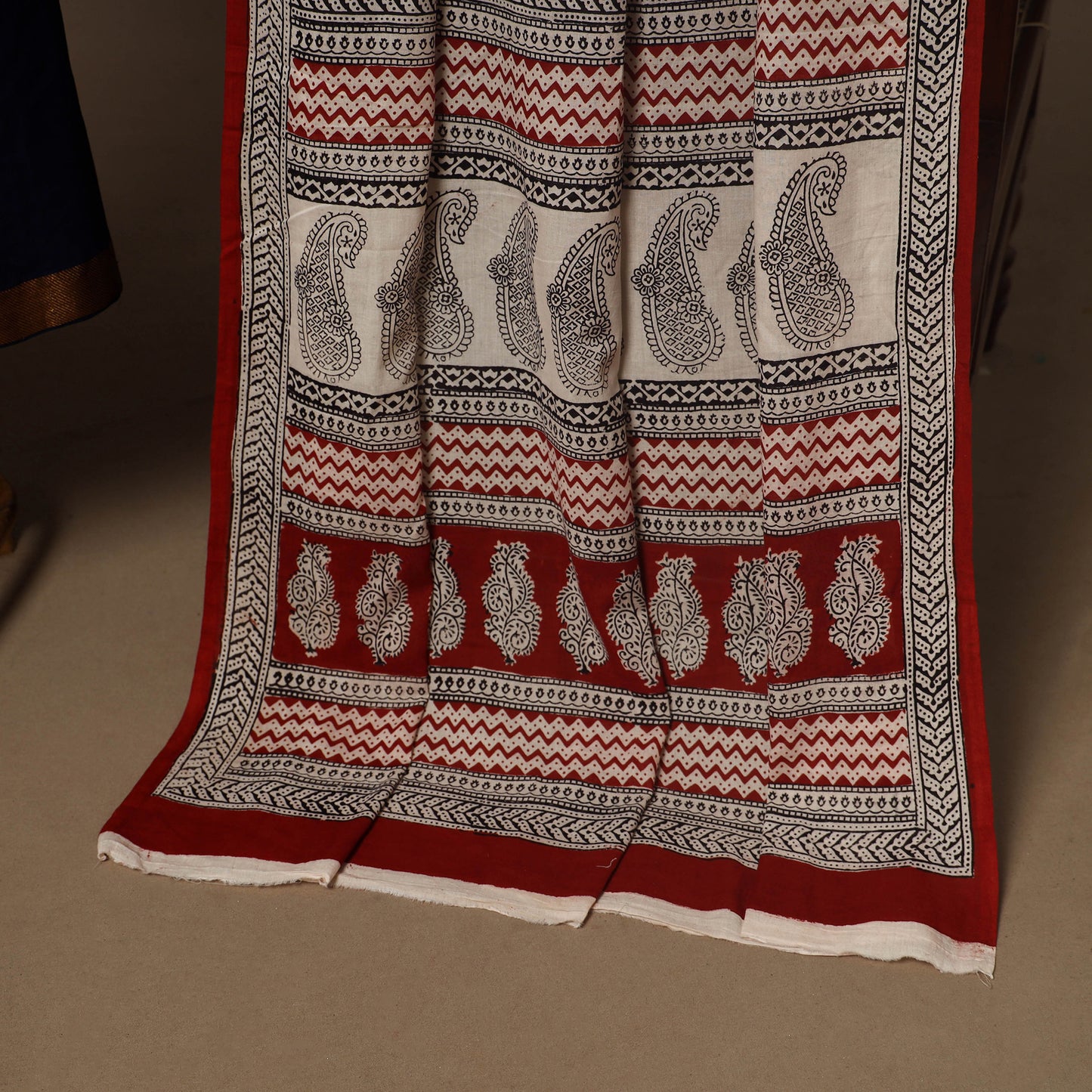 Blue - 2pc handloom cotton unstitched mangalagiri dress