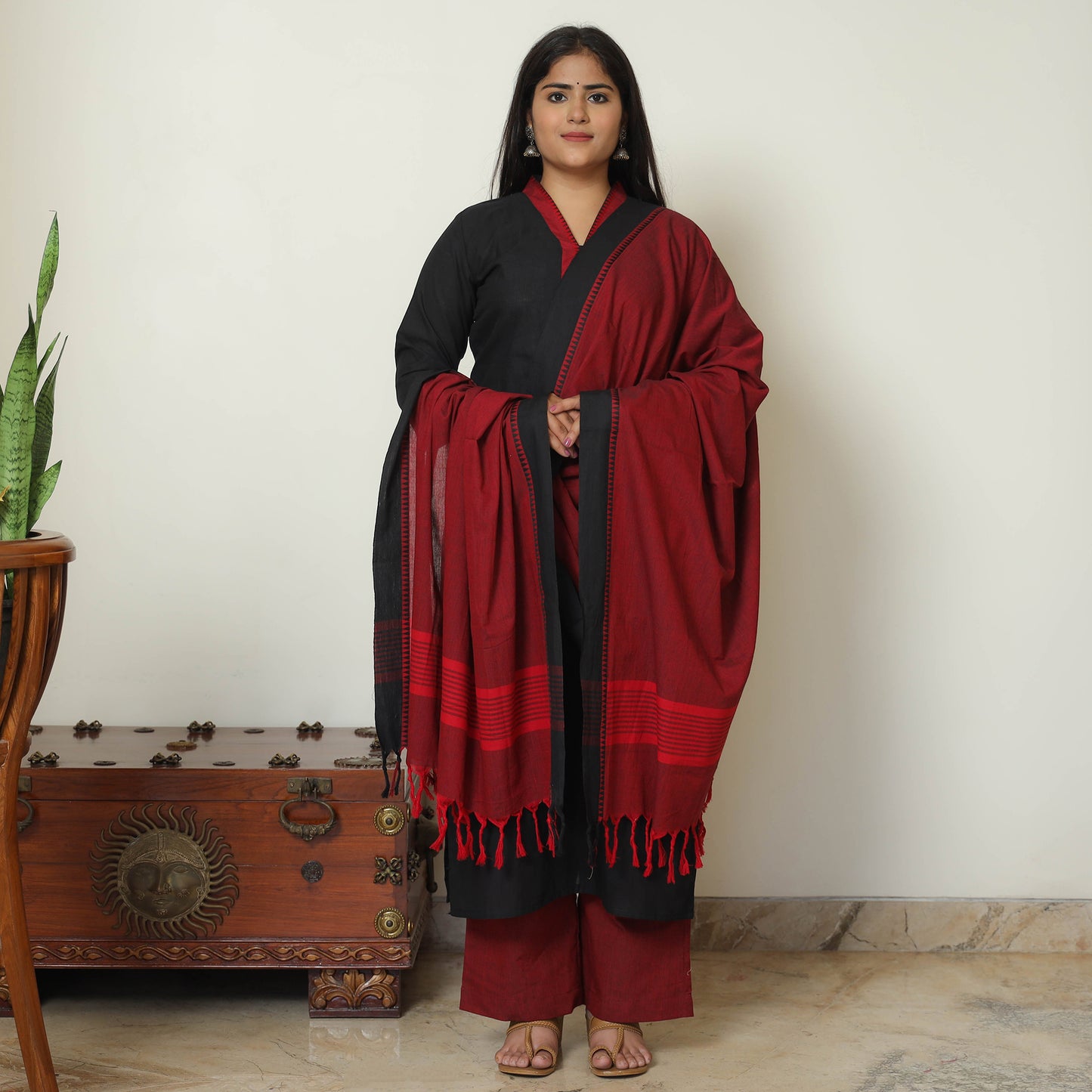 Dharwad Cotton Kurta with Palazzo & Dupatta Set 06