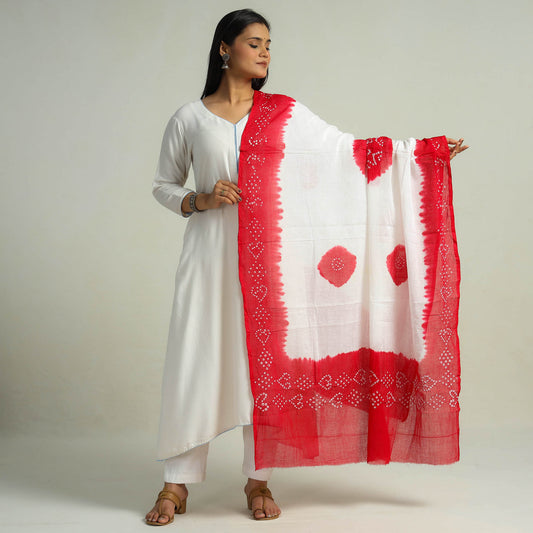 Red - Kutch Bandhani Tie-Dye Cotton Dupatta 26