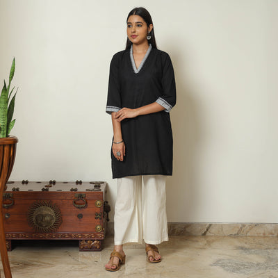 Black - Dharwad Cotton Short Kurta 16