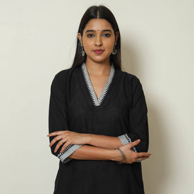 Black - Dharwad Cotton Short Kurta 16