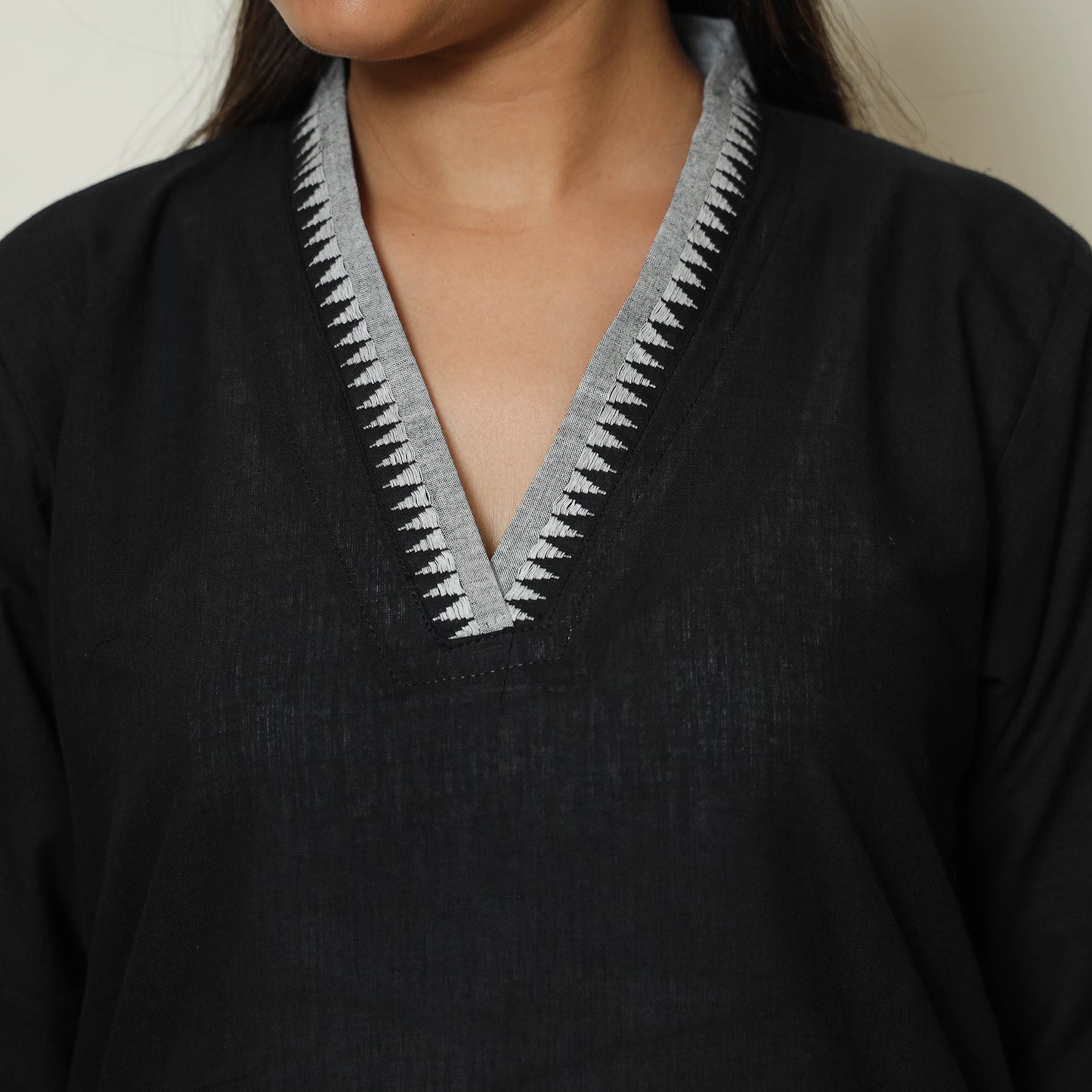 Black - Dharwad Cotton Short Kurta 16