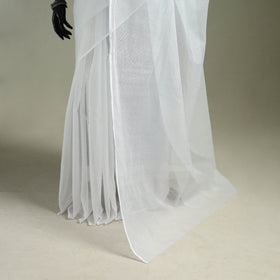 White - Nazaakat Kota Doria Cotton Plain Saree with Blouse & Jewellery Set 160
