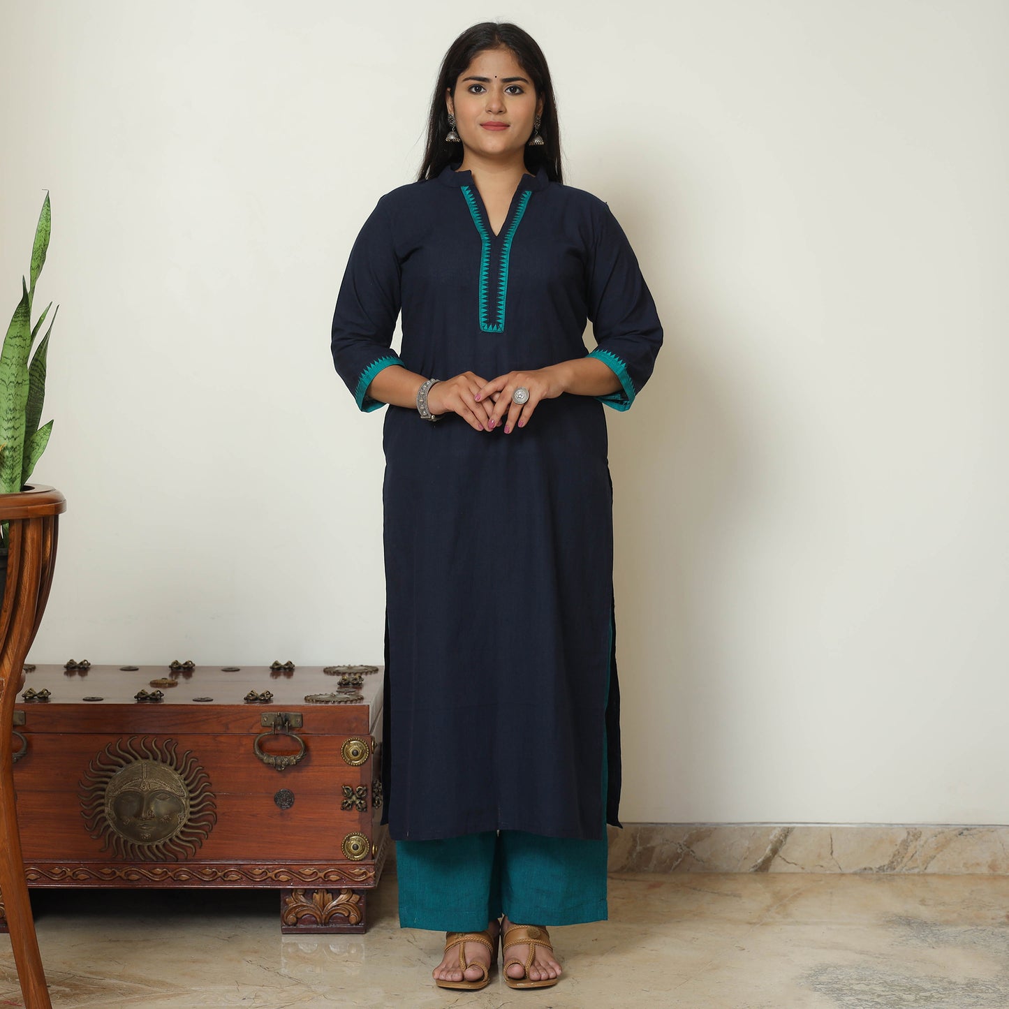 Dharwad Cotton Kurta with Palazzo & Dupatta Set 05