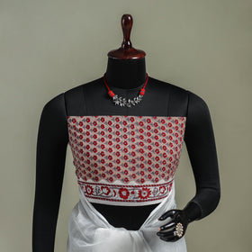 White - Nazaakat Kota Doria Cotton Plain Saree with Blouse & Jewellery Set 160