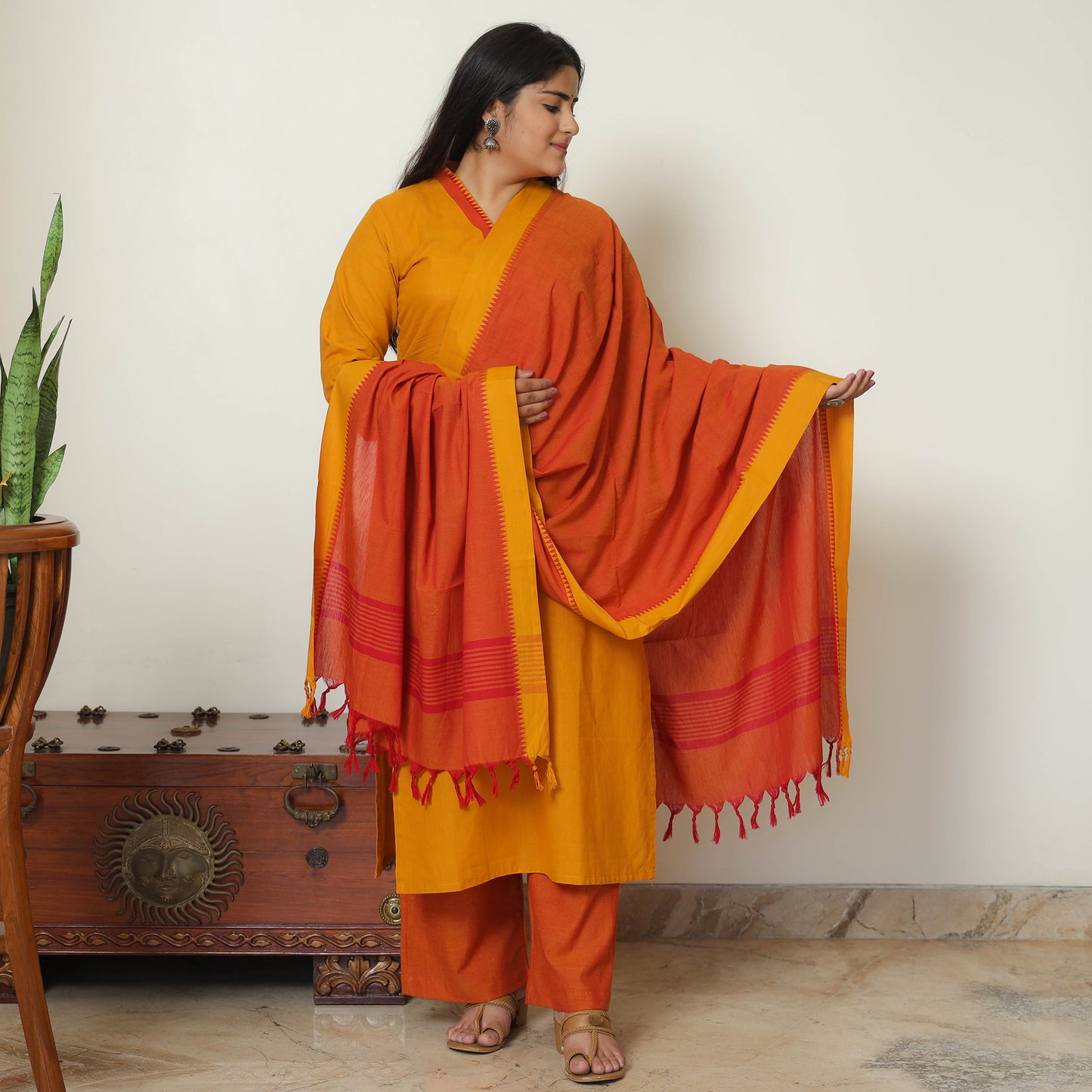 Dharwad Cotton Kurta with Palazzo & Dupatta Set 04