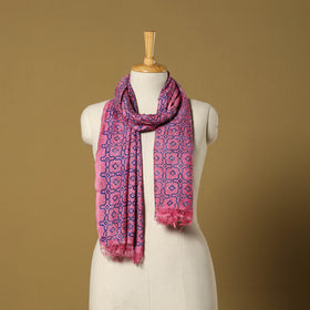 Pink - handloom tussar silk bengal kantha handwork stole 01