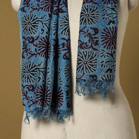 Blue - handloom tussar silk bengal kantha handwork stole 03