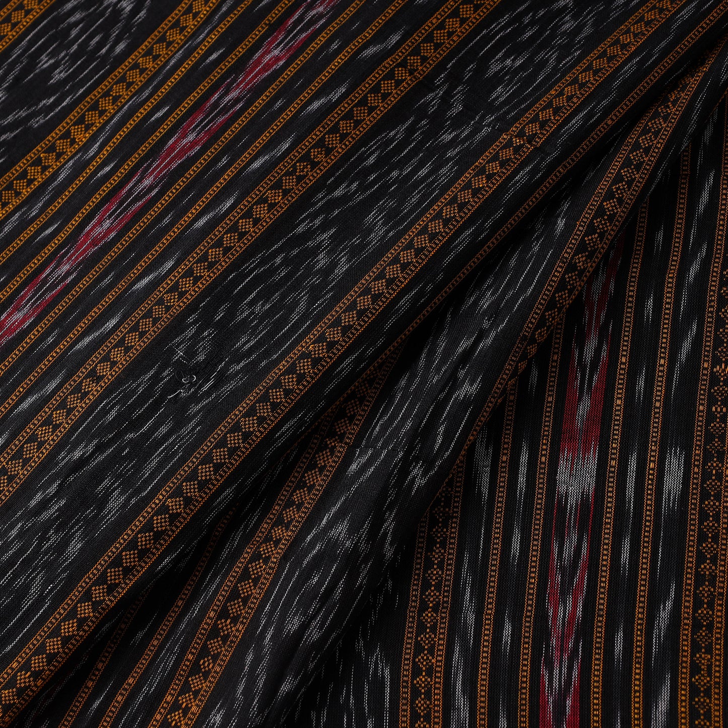 Black Cotton Sambalpuri Ikat Fabric