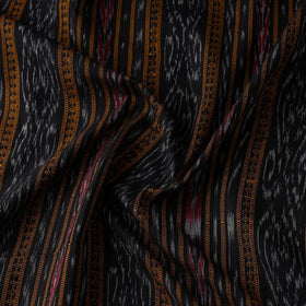 Black Cotton Sambalpuri Ikat Fabric