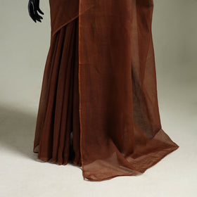 Brown - Nazaakat Kota Doria Cotton Plain Saree with Blouse & Jewellery Set 163