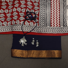 Blue - 2pc handloom cotton unstitched mangalagiri dress