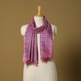 Pink - handloom tussar silk bengal kantha handwork stole 04