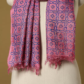 Pink - handloom tussar silk bengal kantha handwork stole 04