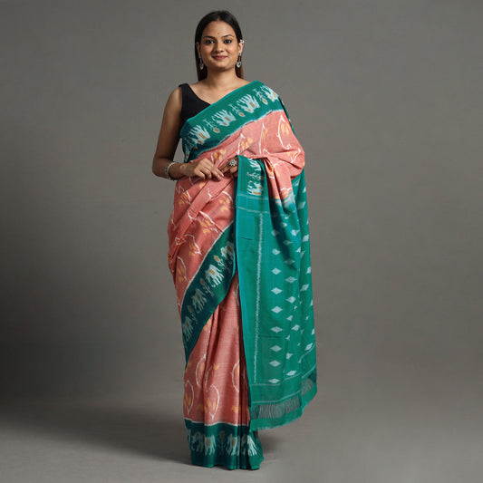 Green - Pochampally Ikat Weave Handloom Cotton Saree