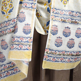  Handloom Chanderi Silk Sanganeri Print Dupatta