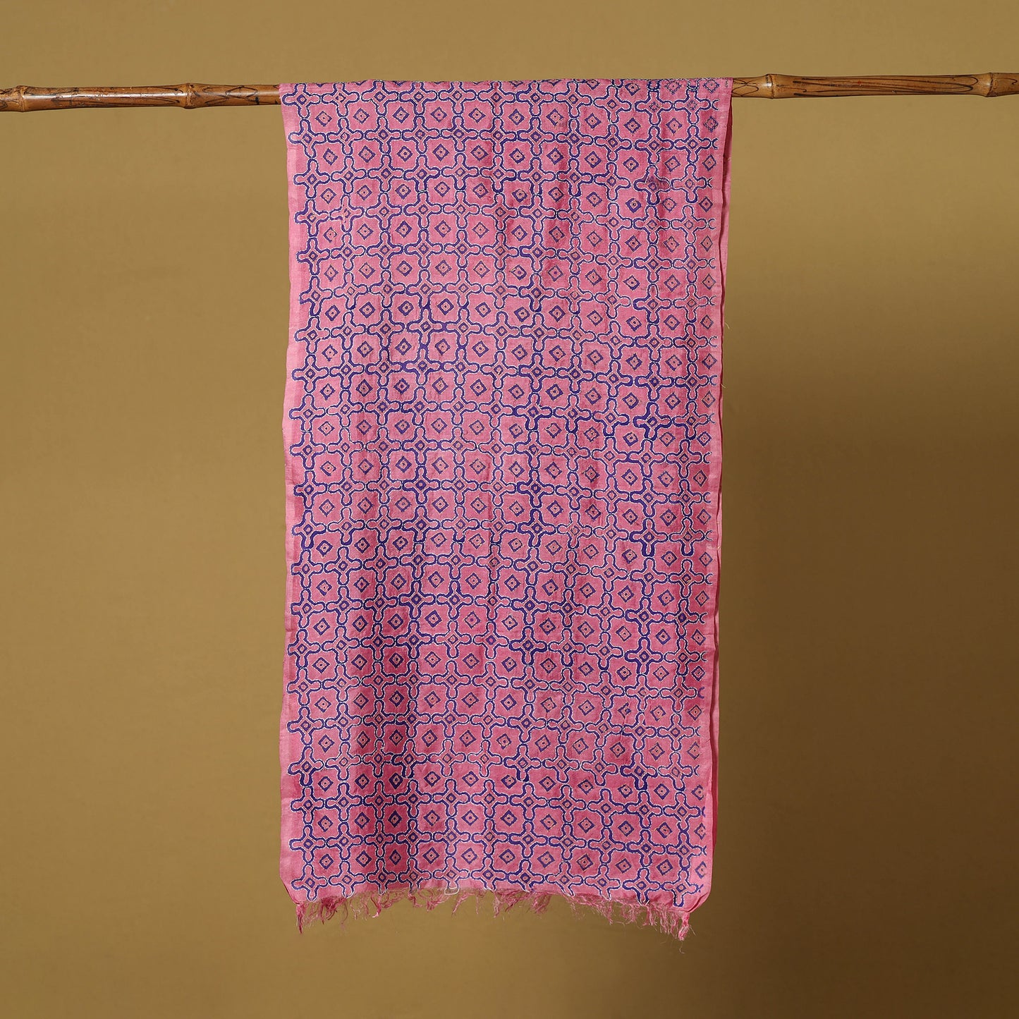 Pink - handloom tussar silk bengal kantha handwork stole 04