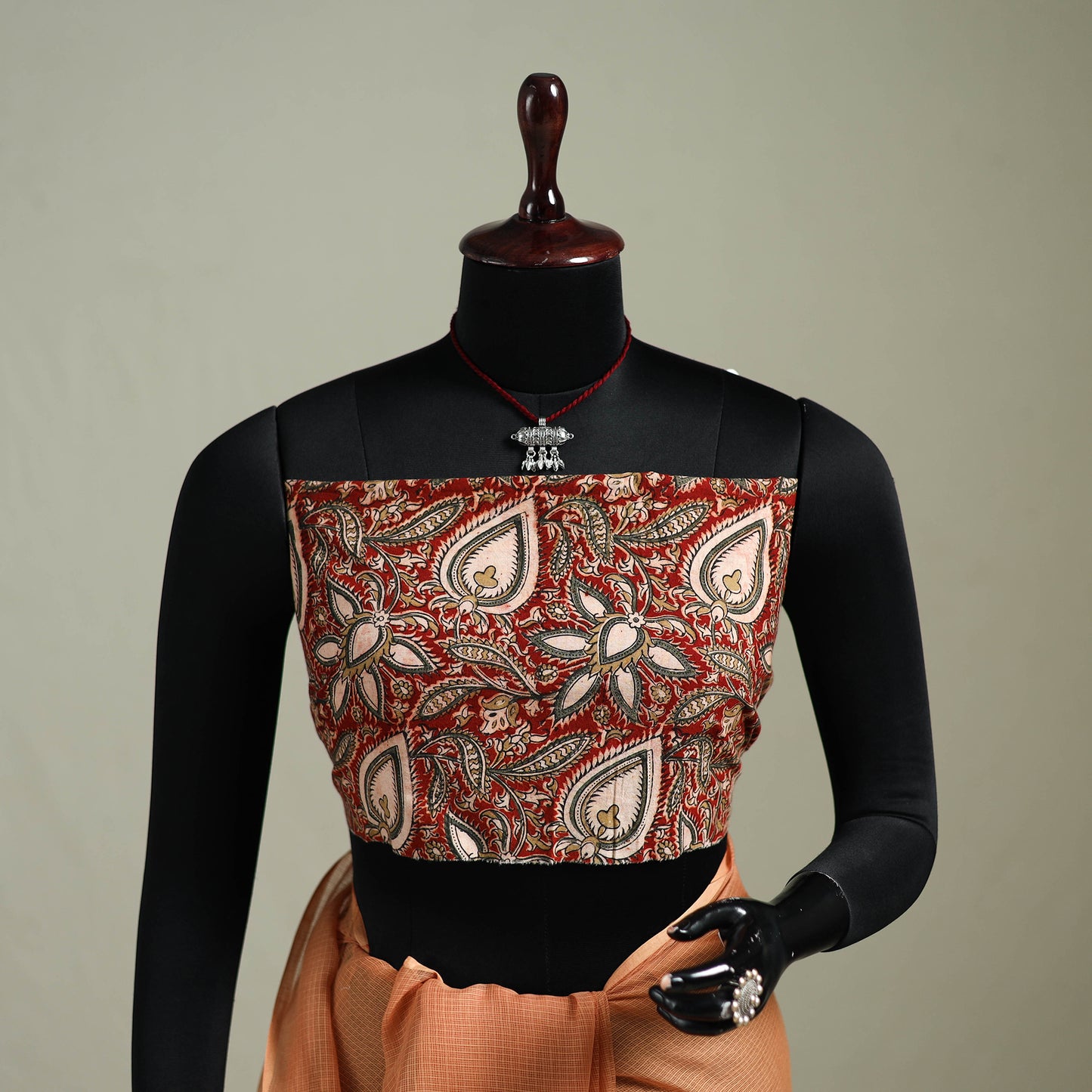 Peach - Nazaakat Kota Doria Cotton Plain Saree with Blouse & Jewellery Set 165