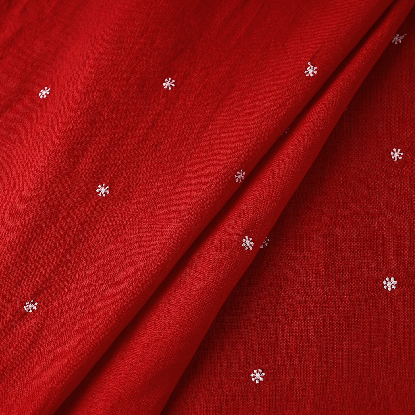 Red - thread buti cotton plain fabric 02 - handcrafted