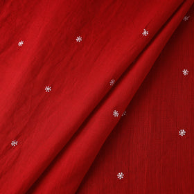 Red - thread buti cotton plain fabric 02 - handcrafted
