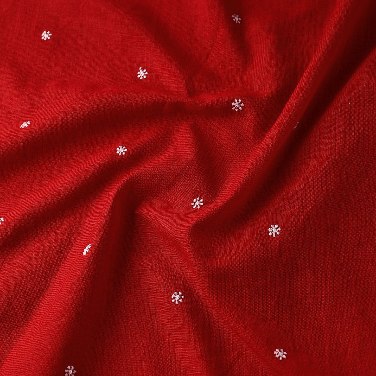 Red - thread buti cotton plain fabric 02 - handcrafted