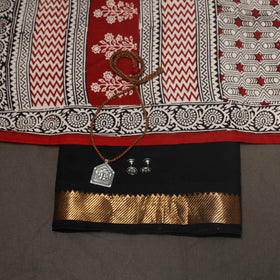 Black - 2pc handloom cotton unstitched mangalagiri dress