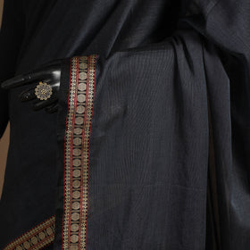 Blue - cotton plain saree with thread border 01