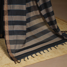 Blue - cotton plain saree with thread border 01