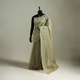 Green - Nazaakat Kota Doria Cotton Plain Saree with Blouse & Jewellery Set 168