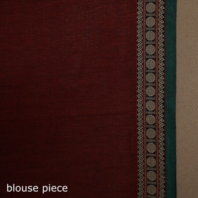 Maroon - cotton plain saree with thread border 03